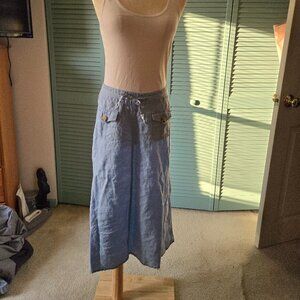 Cherokee linen midi-skirt, Baby blue, Size 4